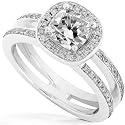 1-1/3ctw Cushion Cut Diamond Engagement Ring in 14kt White Gold