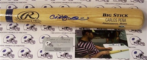 Carlos Pena Autographed/Hand Signed Baseball Bat