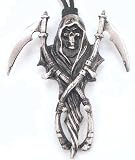 GRIM REAPER Death Scythe Silver Tone Pewter PENDANT Necklace