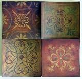 Wood Abstract Wall Art Curved Decoration Set of 4
