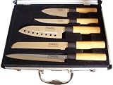 Pradel Excellence - KN2009 - Valise de 5 Couteaux de Cuisine - Manche Bambou
