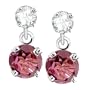 14k White Gold White Sapphire and Pink Tourmaline Drop Dangle Earrings (1/2 cttw)