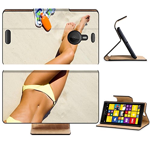 Liili Premium Nokia Lumia 1520 Flip Pu Leather Wallet Case unrecognizable beautiful young woman in bikini lying and sunning on the beach Photo 9132240 Simple Snap Carrying