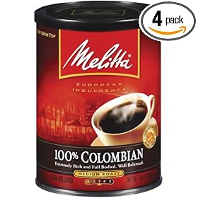Melitta 100% Colombian Medium Roast Ground Coffee, 11-Ounce Cans (Pack of 4)