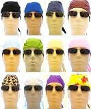 Set of 12 Lightweight Biker Caps/ 1 Dozen Skull Caps/ Medical Caps/ Welders Caps for Men, Women and Teens in Colors: White, Black, Brown, Olive Green, Pink, Purple, Sky Blue, Navy Blue, Royal Blue, Leopard Animal Print, Hawaiian Yellow and Light Tan/Cream, Womens Medical Scrub Caps, Breathable and Very LIGHTWEIGHT 100% Cotton, One Size to Most Women and Teens, Also Suitable for Cancer Patients with Hair Loss, Gardeners, Household Cleaning, Athletes, Medical, Healthcare, Bikers, Truckers, Painters and Food Workers to Keep Hair Out of Face