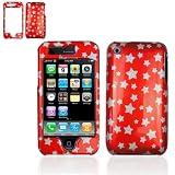 Apple iPhone 3G PDA Red/Silver Stars Design Protective Case