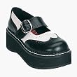 2 Inch Cute Goth Punk Rockabilly Platform Mary Jane Shoe Black / White Spectator Demonia