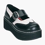 2 Inch Cute Goth Punk Rockabilly Platform Mary Jane Shoe Black / White Spectator Demonia