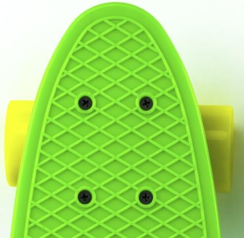 22" Balance Skateboard Includes FREE Premium Headphones and Stickers Old School Plastic Retro Mini Cruiser Banana Board (Green Deck/ Yellow Wheels)