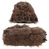 Fuzzy Grizzly Bear Paw Slippers for Women and Men