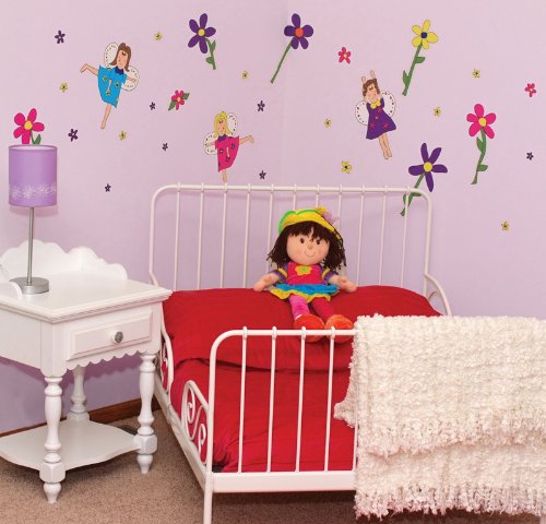 CuteyBaby 12 x 48 Illustrated Removable Wall Decals, Pastel Fairy Girls