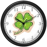 Four Leaf Clover, Shamrock Irish or Celtic Theme Wall Clock by WatchBuddy Timepieces (Hunter Green Frame)