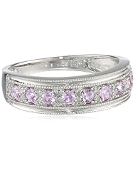 White-Gold Diamond and Pink Sapphire Ring (0.1cttw, G-H Color, I1-I2 Clarity)