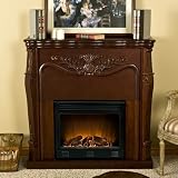 Ralston Carved Electric Fireplace - Mahogany