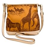 Hunting World Serengeti Orange Fabric and Beige Leather Shoulder Bag 3651OR