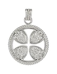14K White Gold Diamond Maltese Cross Pendant - 0.70 Ct. -- LIFETIME WARRANTY