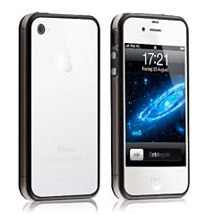 vau Edge Bumper - invisible black - Schutzcase speziell f�r Apple iPhone 4S (mit Metallkn�pfen)