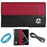 Red & Black Portola Leather Holster Carrying Case with Fixed Belt-Clip and  ....