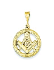 14K Gold Free Mason Symbol Charm Masonic Pendant