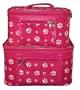 Designer Cosmetic Case Set - Raspberry Paw Design 2 Piece Cosmetic Case Set (Paw Print Design) - Raspberry with White Paw Prints