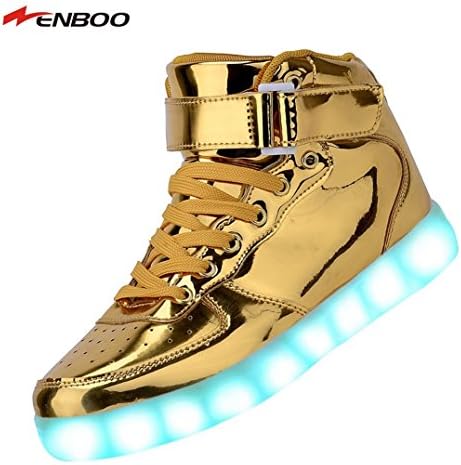 Zenboo Women High Top USB Charging LED Shoes Flashing Sneakers