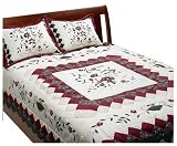 100% Cotton Green Vine Full/Queen Quilt Set with Sham