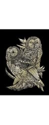 Gold Foil Engraving Art - Owls