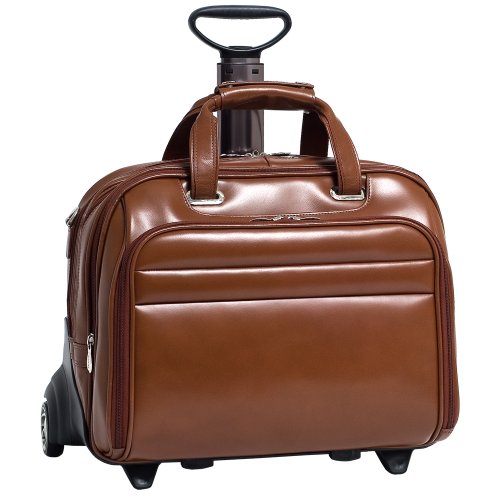McKleinUSA MIDWAY 86604 Brown Leather Fly-Through Checkpoint-Friendly 17  Detachable Wheeled Laptop Case