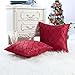 CaliTime Pillow Shell Cushion Cover Faux Silk Modern Waves Geometric Embroidered 18 X 18 Inches Deep Red