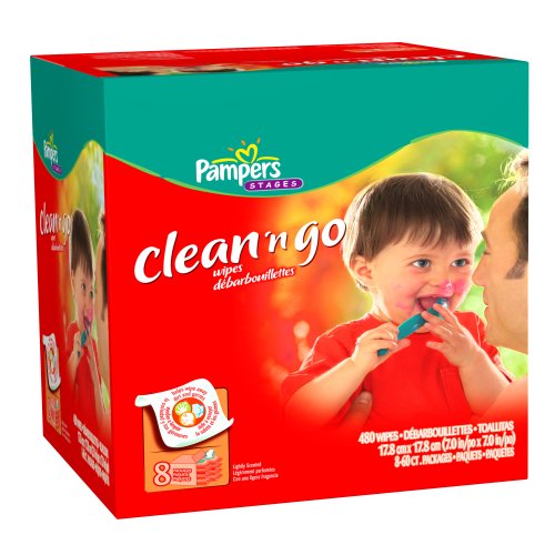 Pampers Clean 'n Go Baby Wipes, Eight - 60 Count Resealable Packages, 480 Total Wipes