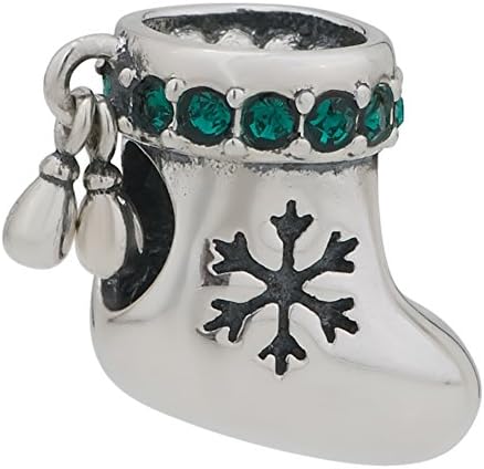 Green Cz Chrismas Santa Stocking Beads 925 Sterling Silver Fit Pandora Charms