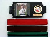 Martial arts belt display with a KICK ! Midn. concave.