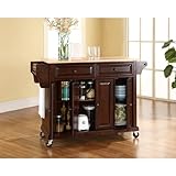 Crosley Furniture Natural Wood Top Mahogany Kitchen Cart