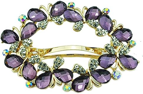 Womens Girls Gem Rhinestone Crystal Butterfly Hair Clips Pins Accessories Purple