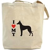Canvas Tote Bag Beige  I Love My Ibizan Hound Silhouette  Dog