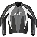 Alpinestars Stunt Men's Leather Street Racing Motorcycle Jacket - Color: Gray, Size: 58