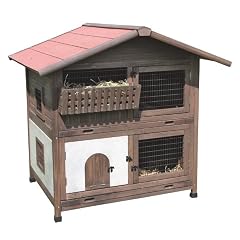 Hasenstall mit 2 Etagen, 4 T�ren, Balkon, Tiroler Optik, 124x100x119 cm, wetterfest Kaninchenstall Kaninchen Hasen Meerschweinchen Nager Kaninchenhaus