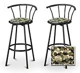 2 Camouflage - Wildlife Specialty / Custom Black Barstools with Backrest Se ....