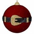 Christmas Brights Deep Red Santa Belt with Gold Accents Holiday Ball Ornament