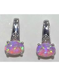 PINK OPAL DIAMOND STUD EARRINGS WHITE GOLD QUALITY
