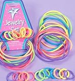 24 Pc Vinyl Jelly Rainbow Bracelet and Ring Sets, Party Favors, Dress Up