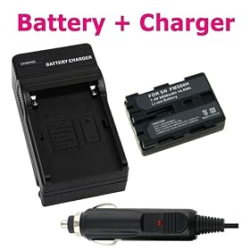eForCity Compact Battery Charger Set + Li-Ion Battery for Sony NP-FM500H