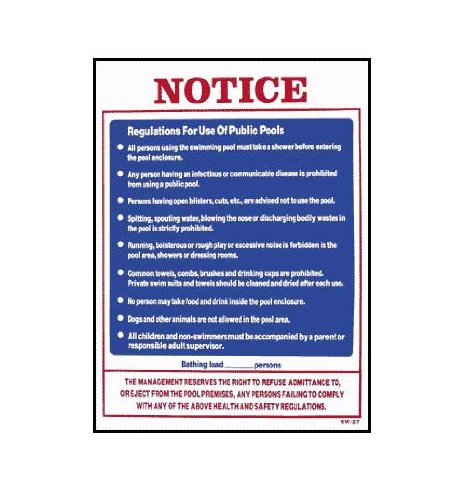 Pool Rules Durable Plastic Sign