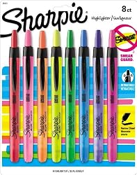 Sharpie Accent Retractable Highlighters, Assorted, Fine Point, 8/Pack