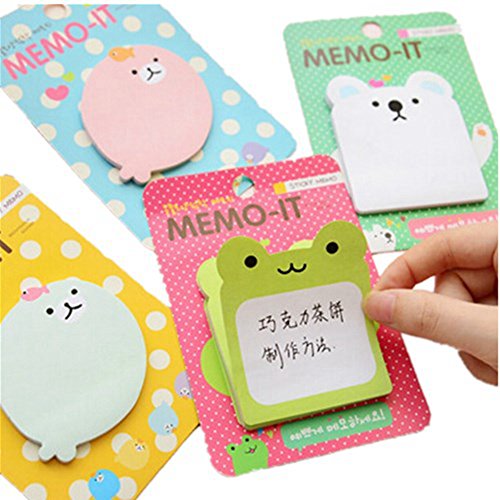 KitMax (TM) Pack of 12 Sets Cute Animals Shaped Sticky Notes Gift for Students Children, Style May Vary