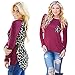 hqclothingbox Fashion Women's Sexy Crewneck Leopard Long Sleeve T-shirts Tops