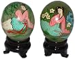 Hand painted jade eggs with stand