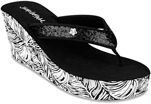 Jams World Women's Islander Wedge Flip Flop 8 Black