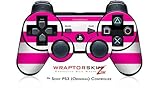 Sony PS3 Controller Skin Kearas Psycho Stripes Hot Pink and White