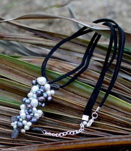 Pearl and smoky quartz necklace Fascination